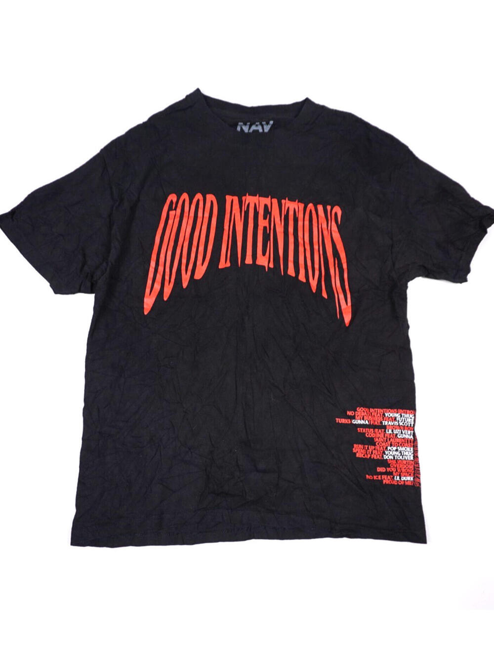 NAV x Vlone Good Intentions T Shirt Large Mens Rap Hip Hop Tee Authentic